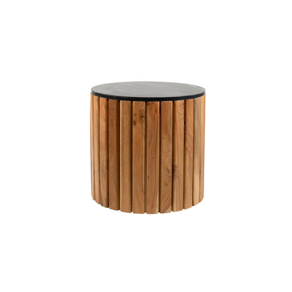 Bijzettafel marmer Black Ø50, H50, Acacia Natural foto 1