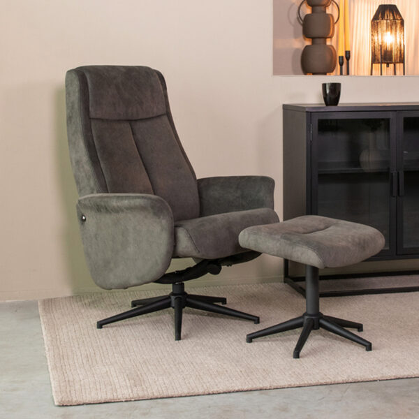 LABEL51 Fauteuil Bergen – Antraciet – Cosmo – Incl. Hocker foto 1