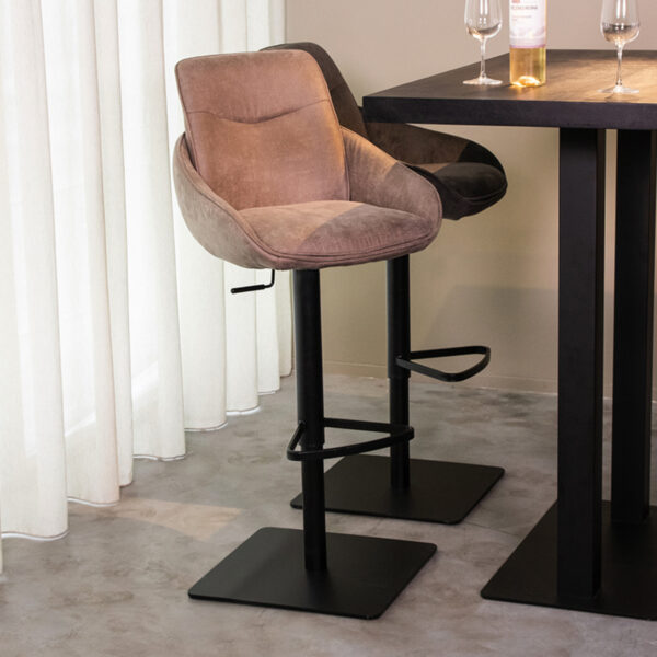 LABEL51 Barkruk Beauty – Taupe – Micro Suede – Gaslift foto 1