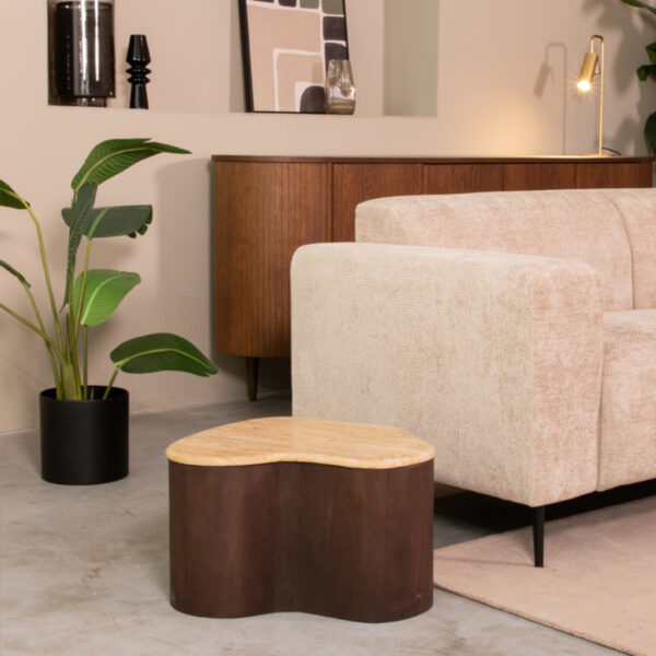 LABEL51 Salontafel Davi – Espresso – Travertin – 50 cm foto 1