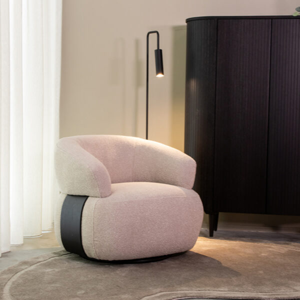 LABEL51 Fauteuil Valenza – Naturel – Boucle – Zwart Eiken foto 1