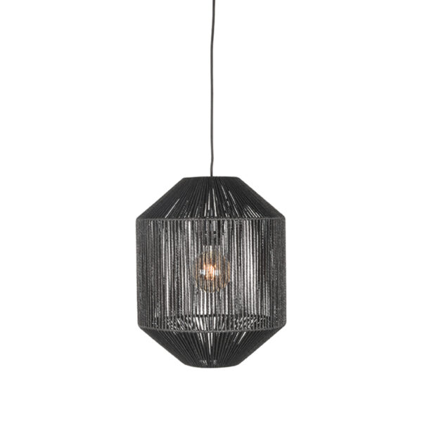 LABEL51 Hanglamp Ibiza – Zwart – Jute – 1-Lichts Cilinder foto 1