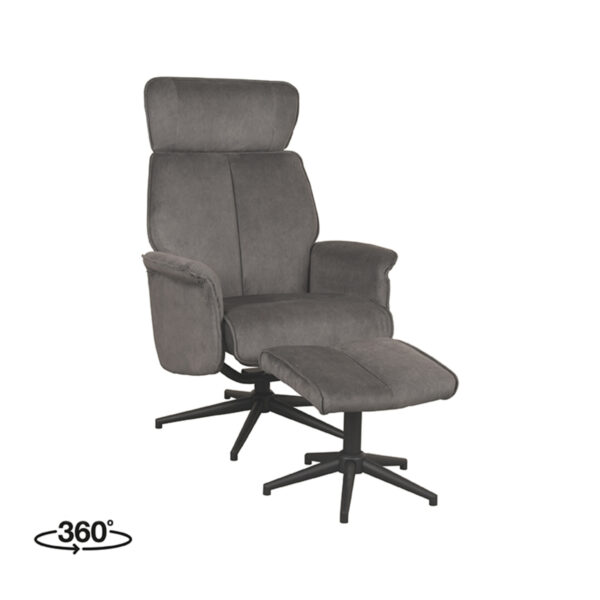 LABEL51 Fauteuil Verdal – Antraciet – Cosmo – Incl. Hocker foto 1