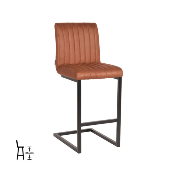 LABEL51 Barkruk Milo – Cognac – Microfiber – Zithoogte 65 foto 1