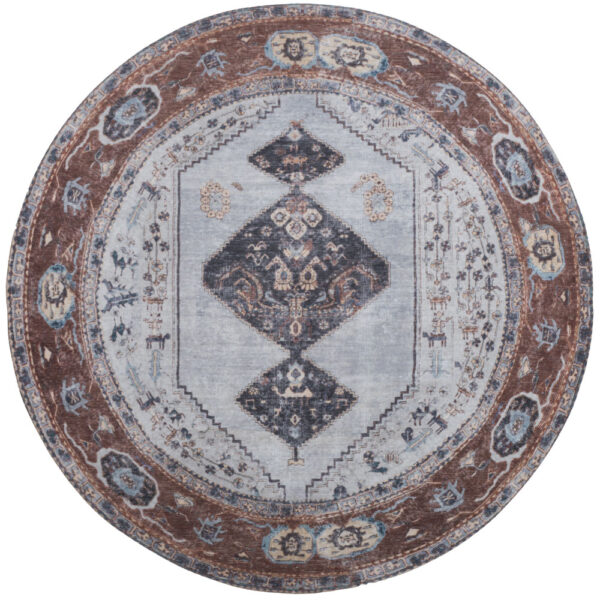 Vloerkleed Karaca Antraciet/Brown 09 Rond ø160 cm foto 1