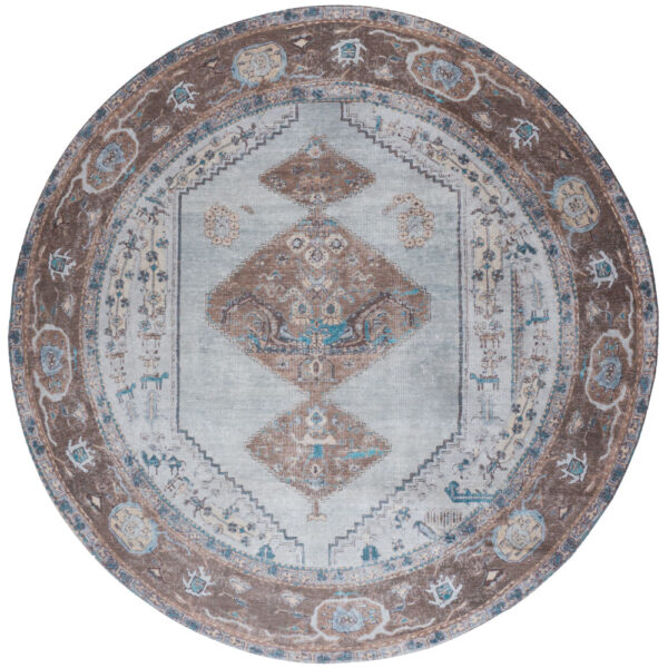 Vloerkleed Karaca Blue/Brown 06 Rond ø120 cm foto 1