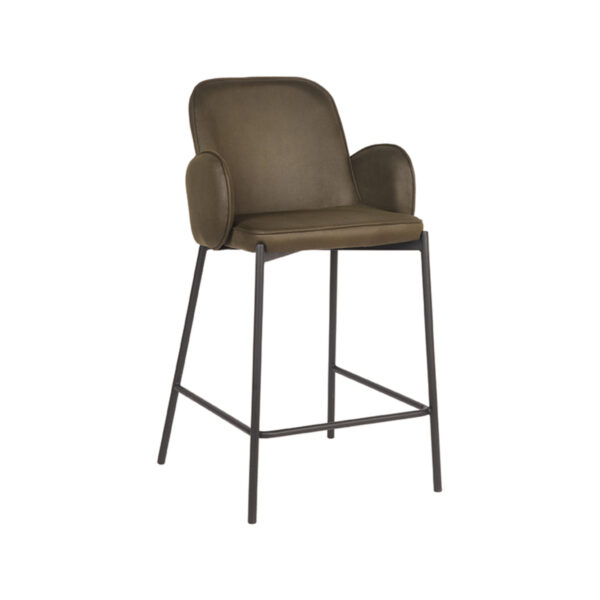 D-MAXX Barkruk Jari – Army green – Microfiber – Zithoogte 65 foto 1