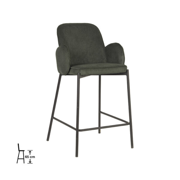 D-MAXX Barkruk Jari – Army green – Ribcord – Zithoogte 65 foto 1