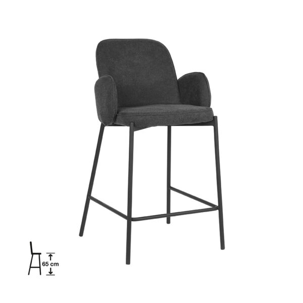 D-MAXX Barkruk Jari – Antraciet – Weave – Zithoogte 65 foto 1