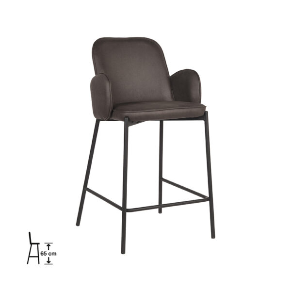 D-MAXX Barkruk Jari – Antraciet – Microfiber – Zithoogte 65 foto 1