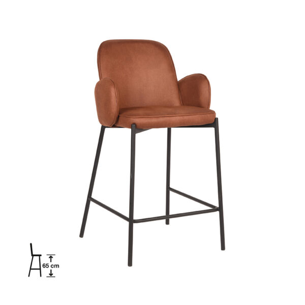 D-MAXX Barkruk Jari – Cognac – Microfiber – Zithoogte 65 foto 1