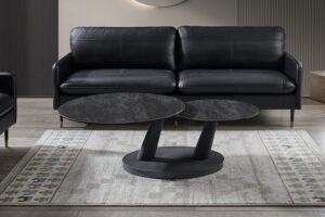 Salontafel 'Sapporo' Rond Draaibaar Steen Donkergrijs (2c)
