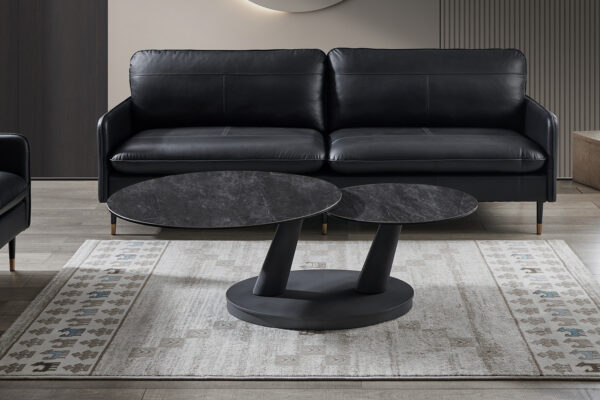 Salontafel ‘Sapporo’ Rond Draaibaar Steen Donkergrijs (2c) foto 1