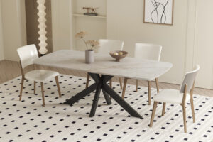 Tafel 'Apollo' 180 cm Deens Ovaal Glanzend Steen Shakespear Beige (2c)