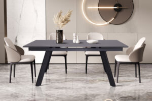 Uitschuifbare tafel 'Hera' 160-240 cm Rechthoekig Steen Zwart (2c)