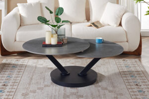 Salontafel 'Nara' Rond Draaibaar Steen Lichtgrijs (2c)