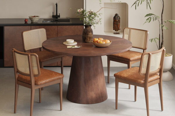 Tafel ‘Tommy’ 130 cm Rond Mango hout Bruin (2c) foto 1