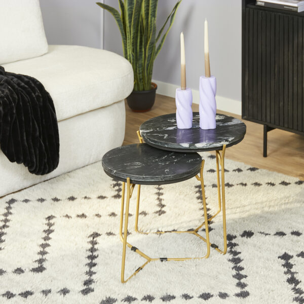 Salontafel set Caly | Zwart marmer 50-40 cm foto 1
