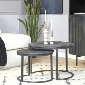 Salontafel set Ora | Zwart Kadappa Stone 60-45 cm
