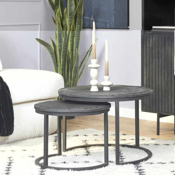 Salontafel set Ora | Zwart Kadappa Stone 60-45 cm foto 1