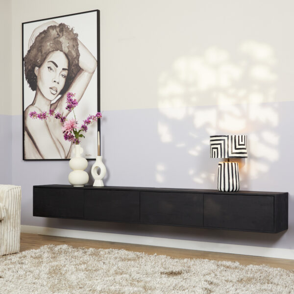 Zwevend Tv meubel Vision Black | 240 cm foto 1