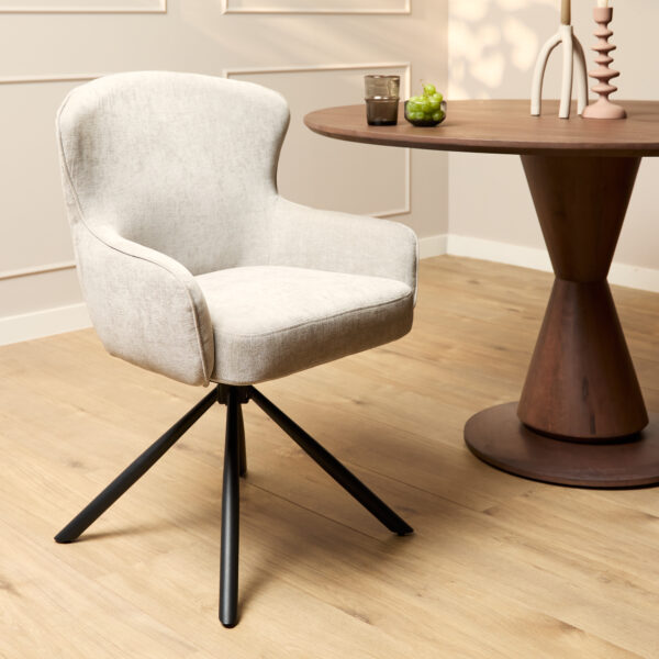 Eetkamerstoel Hanna | Beige | Met armleuning foto 1