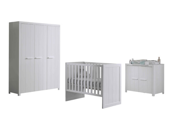 ERIK babybed met kommode, verzorgingstafel en driedeurskledingkast foto 1