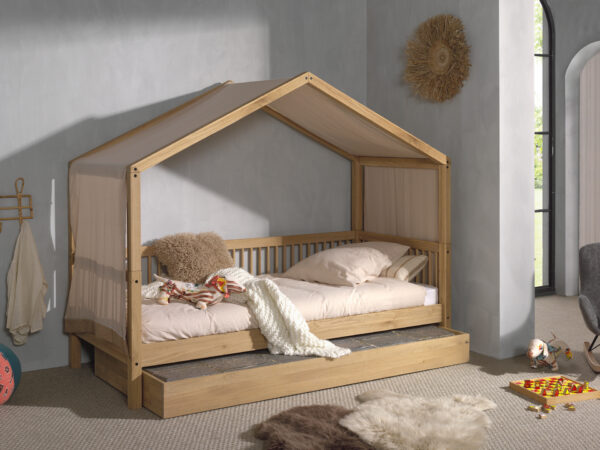 FORREST huisbed in eik met rolbed en textielset. foto 1