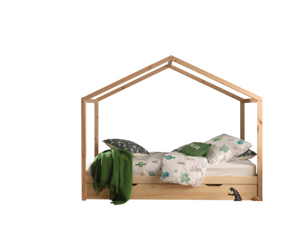 Natuurkleurig DALLAS bed (90×200) en bijhorend rolbed. foto 1