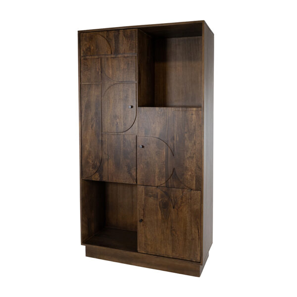 Wandkast 180 met 3 deuren en 2 open vakken, Dark Walnut foto 1