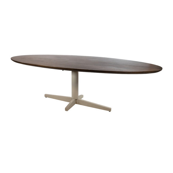 Eetkamertafel 160, ovaal, poot Beige, Mango Brown Walnut foto 1