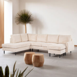 3 seater corner left, fabric Lincoln 03, RIB460 beige