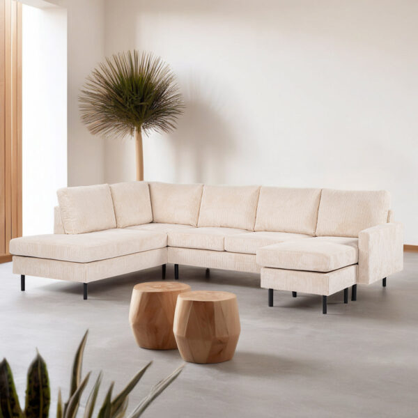 3 seater corner left, fabric Lincoln 03, RIB460 beige foto 1