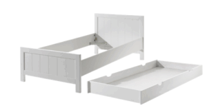 Deze ERIK combinatie in wit bestaat uit een bed (90x200) en bijhorend rolbed.