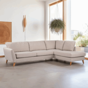 3 seater corner  right, fabric Inari 22, I460 beige, oak leg