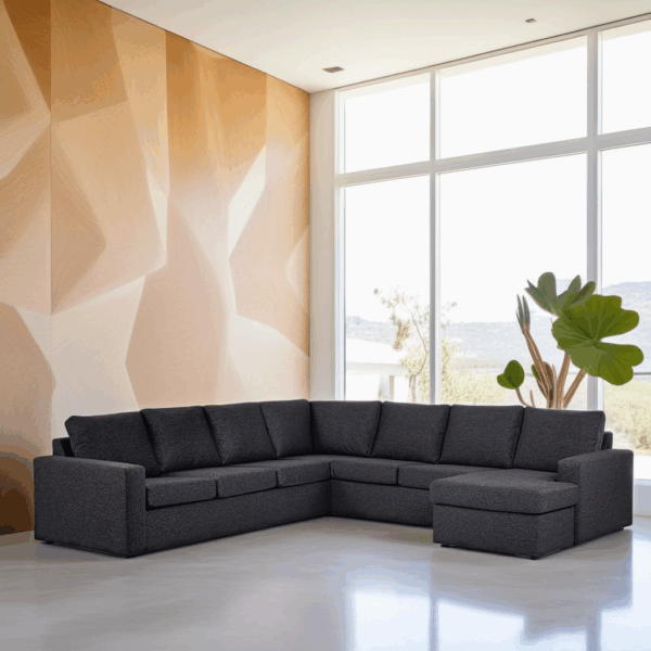 6 seater corner CL L+R, fabric Dortmund 1115, D230 Antraciet foto 1