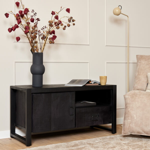 Tv meubel Boaz Black 110 cm | Een deur en open vak foto 1