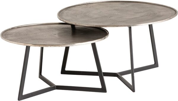 Interlagos salontafel set van 2, Raw nickel black patina foto 1
