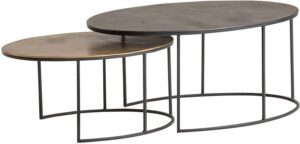 Monza salontafel set van 2, Blackish bronze and Brass antique