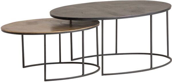 Monza salontafel set van 2, Blackish bronze and Brass antique foto 1