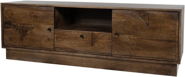 TV dressoir 150 met 2 deuren, 1 lade en 1 open vak, Dark Walnut foto 1